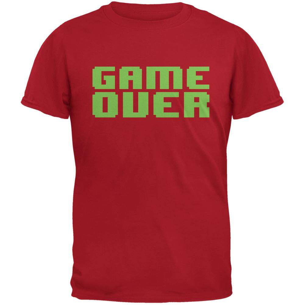 8 Bit Game Over Red Adult T-Shirt Men's T-Shirts Old Glory SM Red