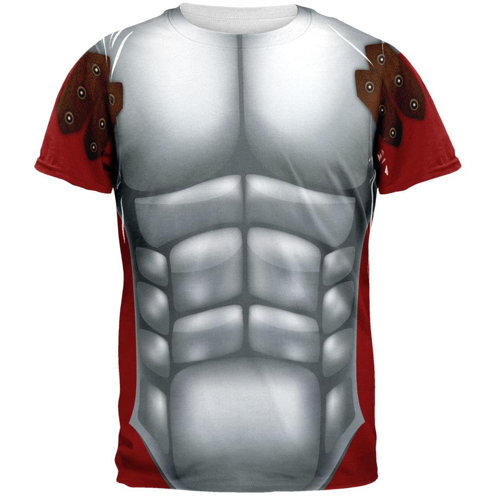 Halloween Gladiator Costume All Over Adult T-Shirt Men's T-Shirts Old Glory 2XL White