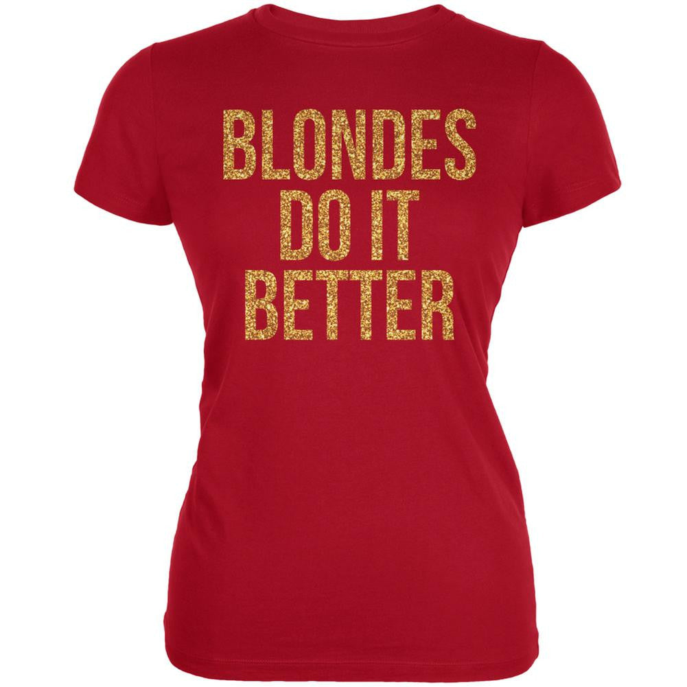 Blondes Do It Better Red Juniors Soft T-Shirt Juniors T-Shirts Old Glory 2XL Red