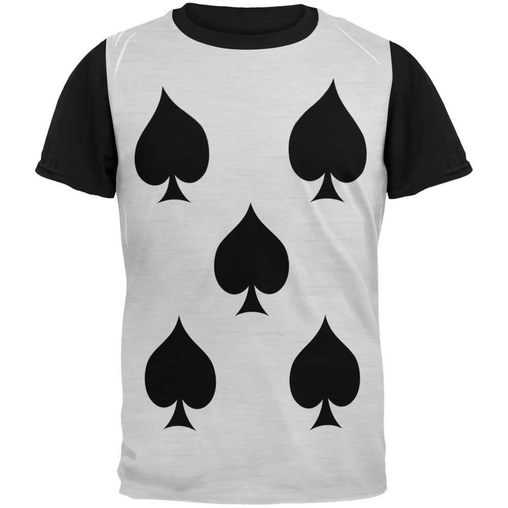 Halloween Five of Spades Card Soldier Costume Adult Black Back T-Shirt Men's T-Shirts Old Glory SM Multi