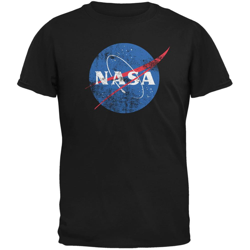 NASA Distressed Logo Black Adult T-Shirt Men's T-Shirts NASA 2XL Black