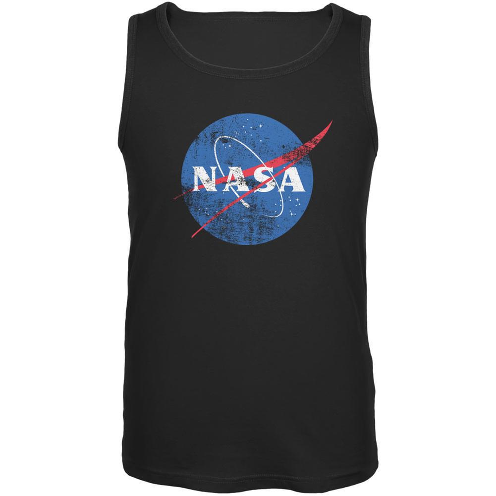 NASA Distressed Logo Black Adult Tank Top Men's Tank Tops NASA 2XL Black