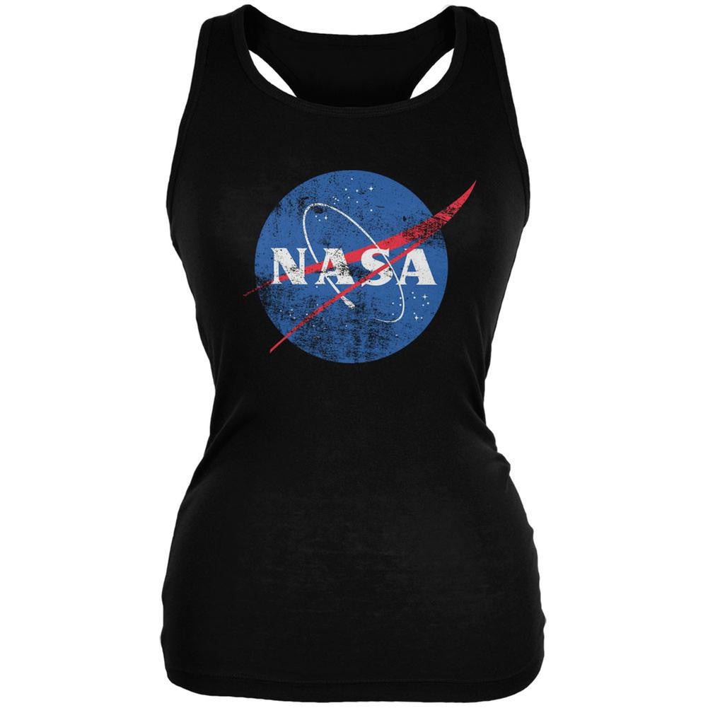 NASA Distressed Logo Black Juniors Soft Tank Top Juniors Tank Tops NASA 2XL Black