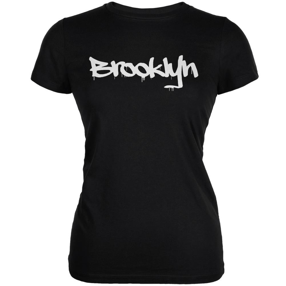 New York City Brooklyn Graffiti Black Juniors Soft T-Shirt Juniors T-Shirts Old Glory 2XL Black