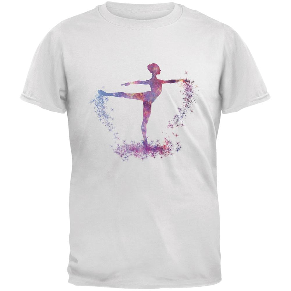 Galaxy Ballarina Dancer White Adult T-Shirt Men's T-Shirts Old Glory 2XL White
