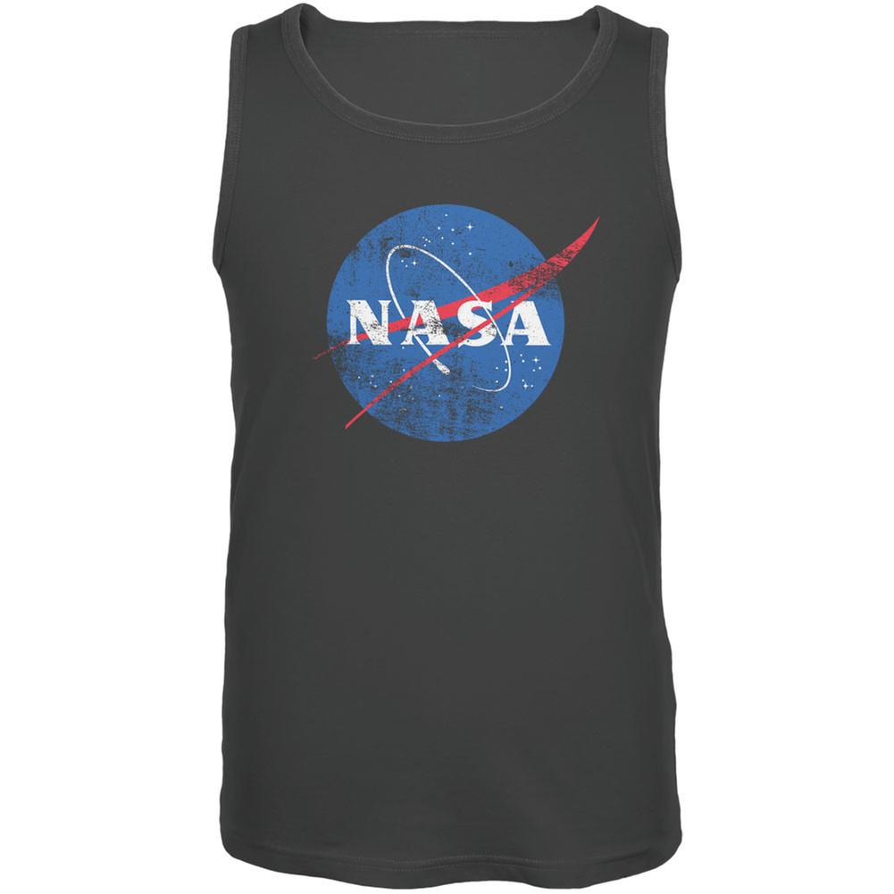 NASA Distressed Logo Charcoal Grey Adult Tank Top Men's Tank Tops NASA 2XL Grey