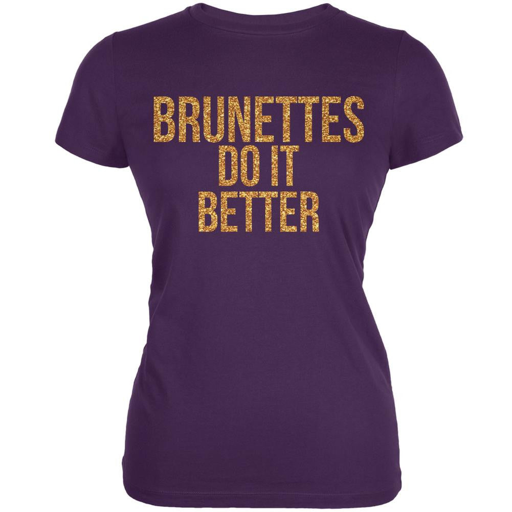 Brunettes Do It Better Purple Juniors Soft T-Shirt Juniors T-Shirts Old Glory 2XL Purple