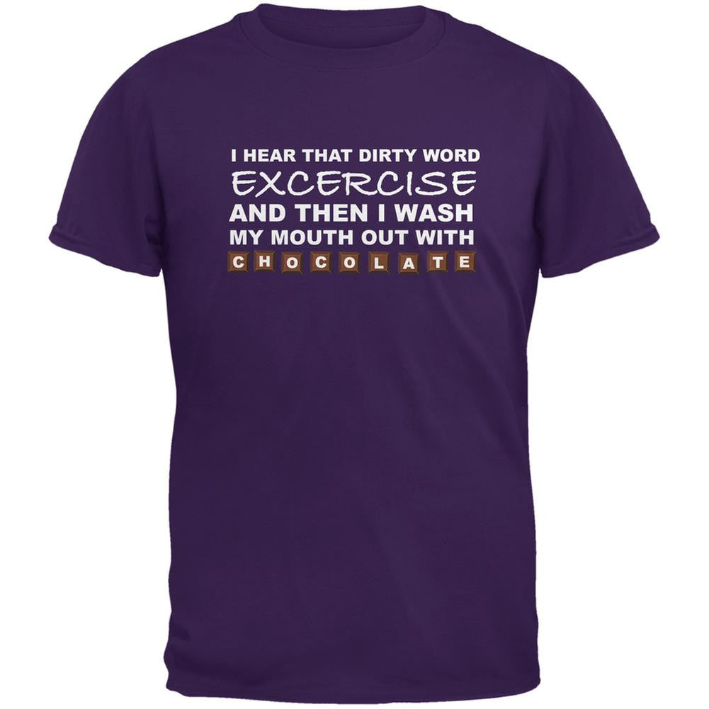 Excercise Is A Dirty Word Purple Adult T-Shirt Men's T-Shirts Old Glory SM Purple