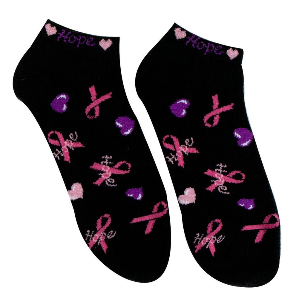 Hope Ribbon Black Ankle Socks Women's Socks Old Glory