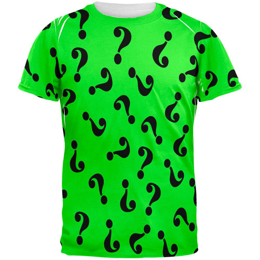 Halloween Riddle Me This Costume All Over Adult T-Shirt Men's T-Shirts Old Glory 2XL Multi