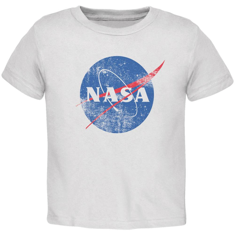 NASA Distressed Logo White Toddler T-Shirt Toddler T-Shirts NASA 2T White