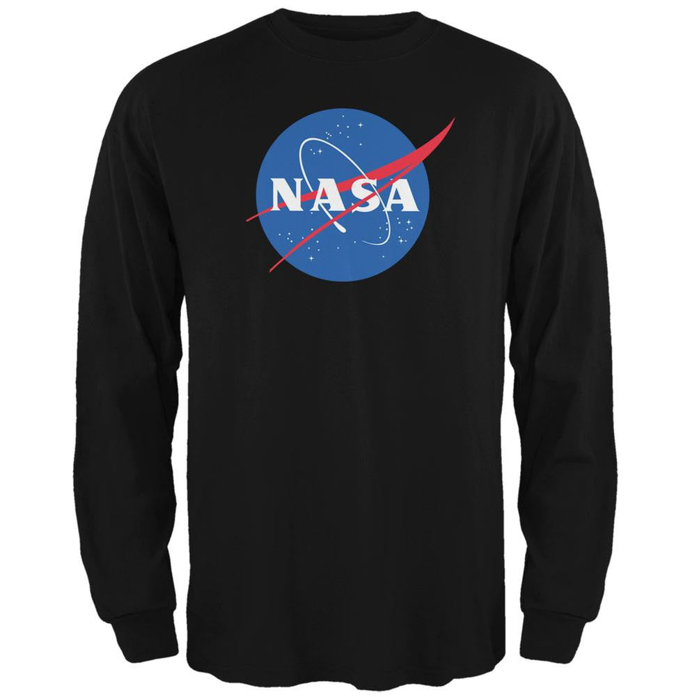 NASA Logo Black Adult Long Sleeve T-Shirt Men's Long Sleeves NASA 2XL Black