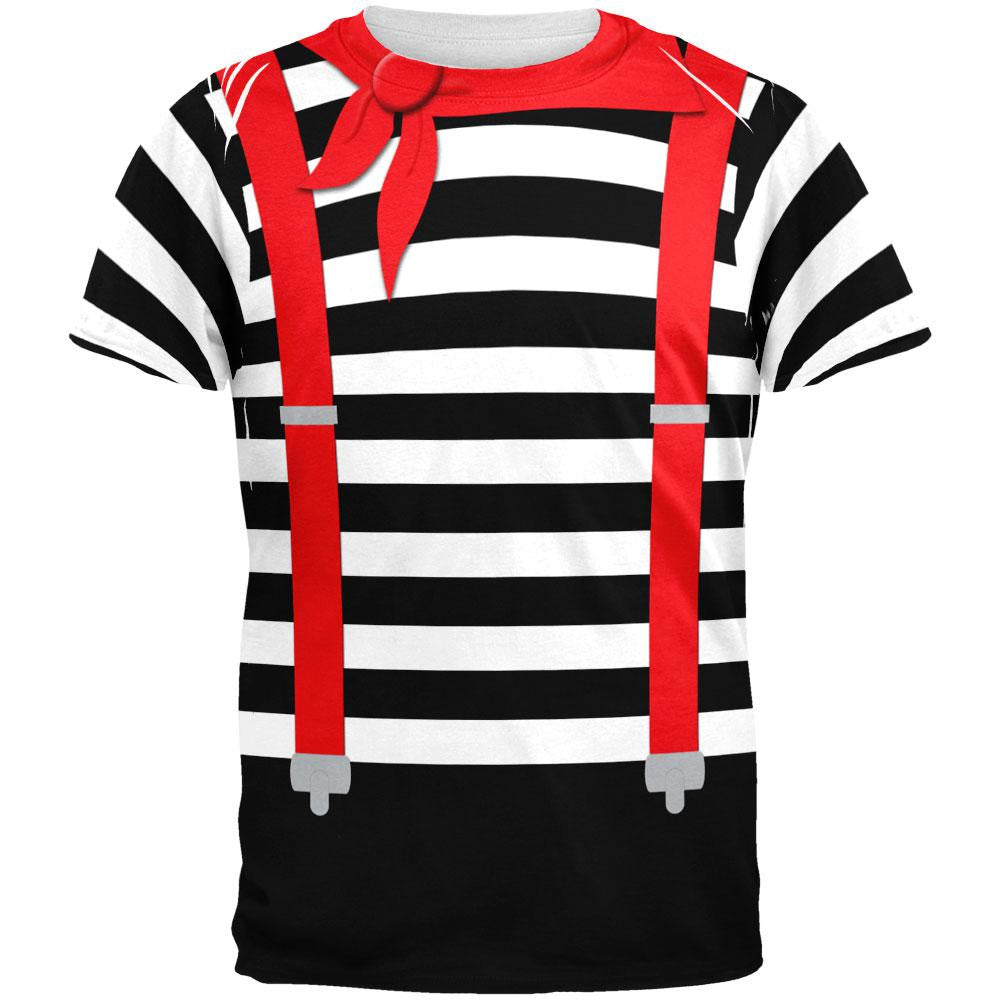 Halloween French Mime Costume All Over Adult T-Shirt Men's T-Shirts Old Glory 2XL Multi