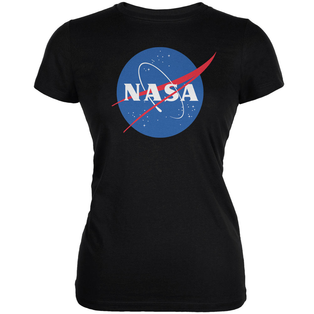 NASA Logo Black Juniors Soft T-Shirt Juniors T-Shirts Old Glory 2XL Black