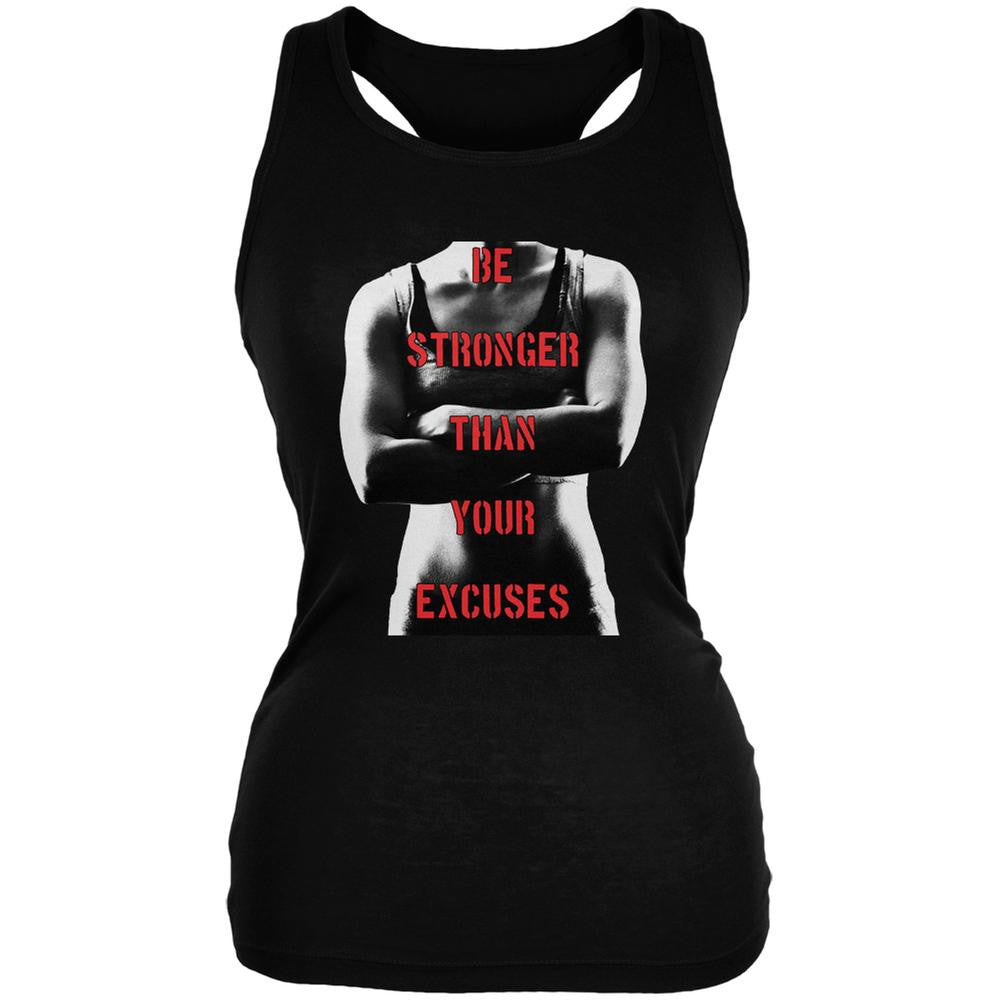 Crossfit Stronger than Your Excuses Black Juniors Soft Tank Top Juniors Tank Tops Old Glory 2XL Black