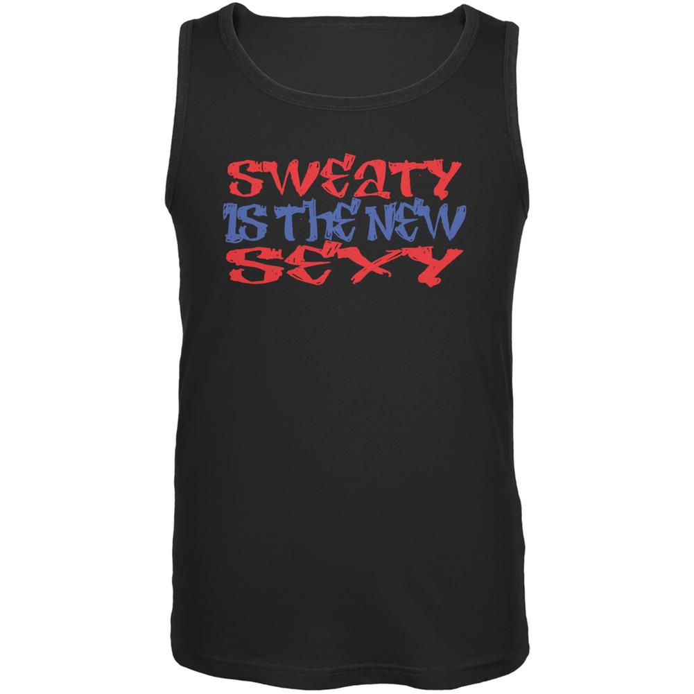 Crossfit Sweaty is the New Sexy Black Adult Tank Top Men's Tank Tops Old Glory 2XL Black