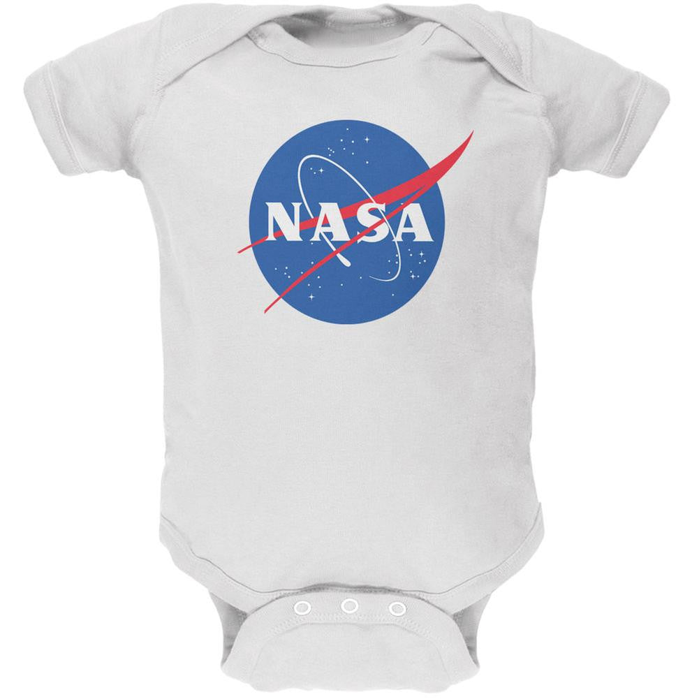NASA Logo White Soft Baby One Piece Baby One Piece NASA 0-3M White