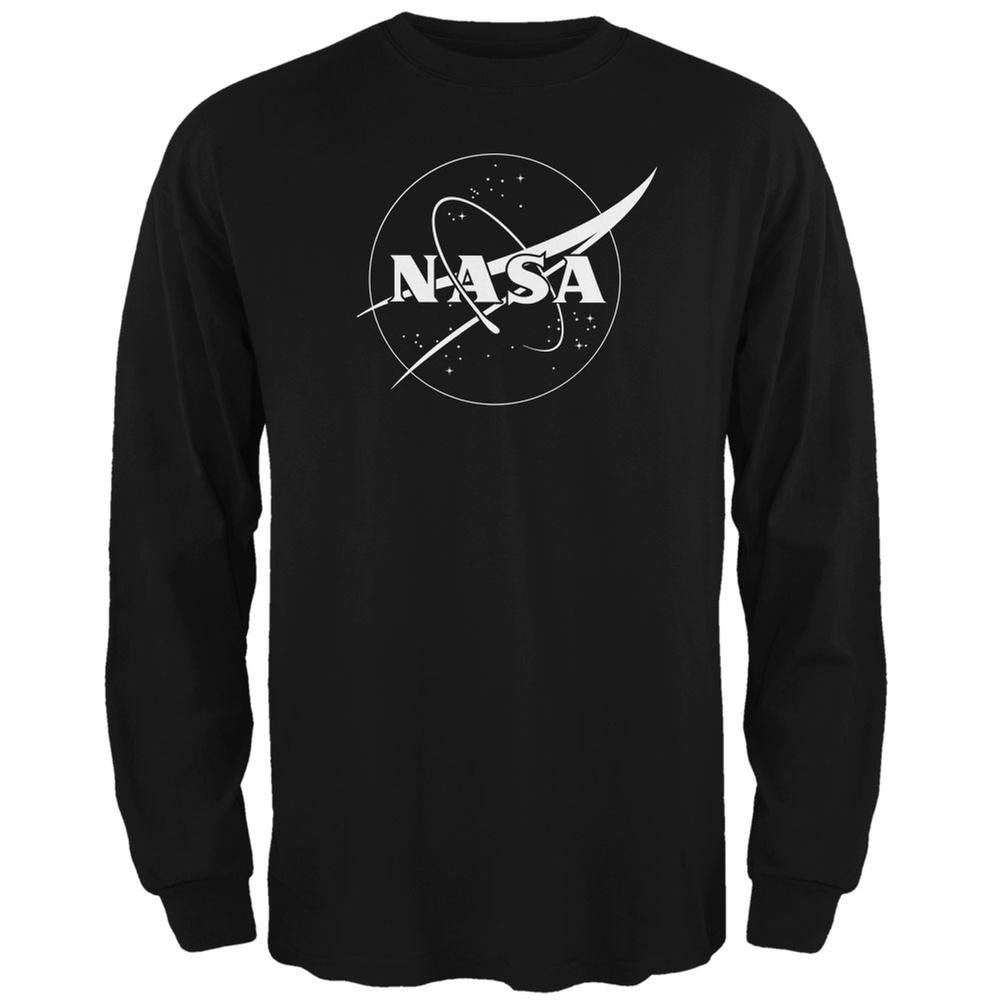NASA Outline Logo Black Adult Long Sleeve T-Shirt Men's Long Sleeves NASA 2XL Black