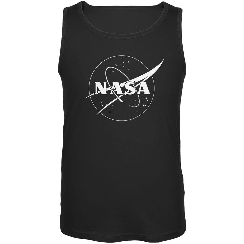 NASA Outline Logo Black Adult Tank Top Men's Tank Tops Old Glory 2XL Black