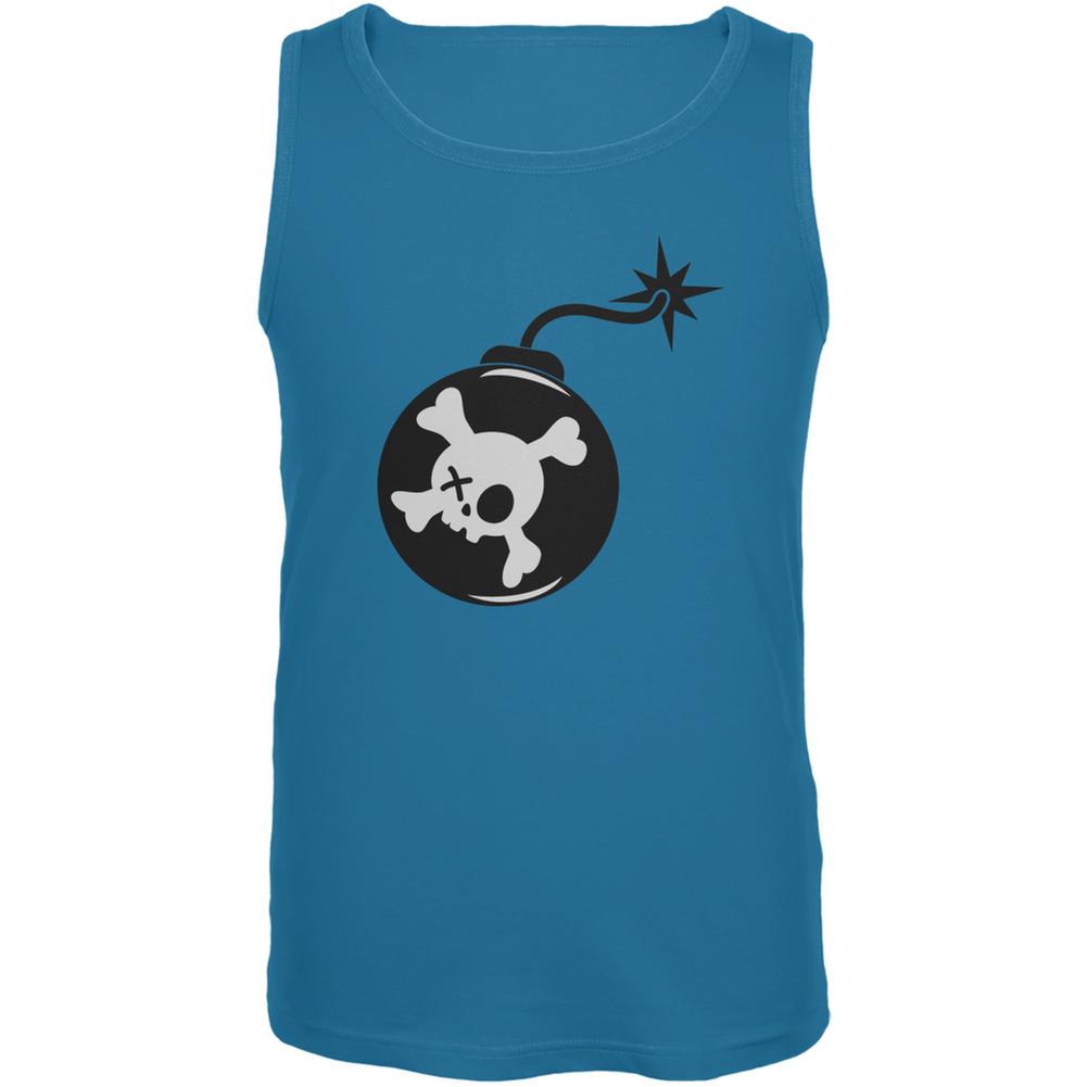 Skull Bomb Turquoise Adult Tank Top Men's Tank Tops Old Glory 2X Blue