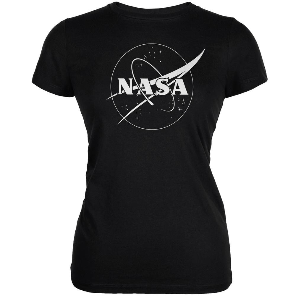 NASA Outline Logo Black Juniors Soft T-Shirt Juniors T-Shirts NASA 2XL Black