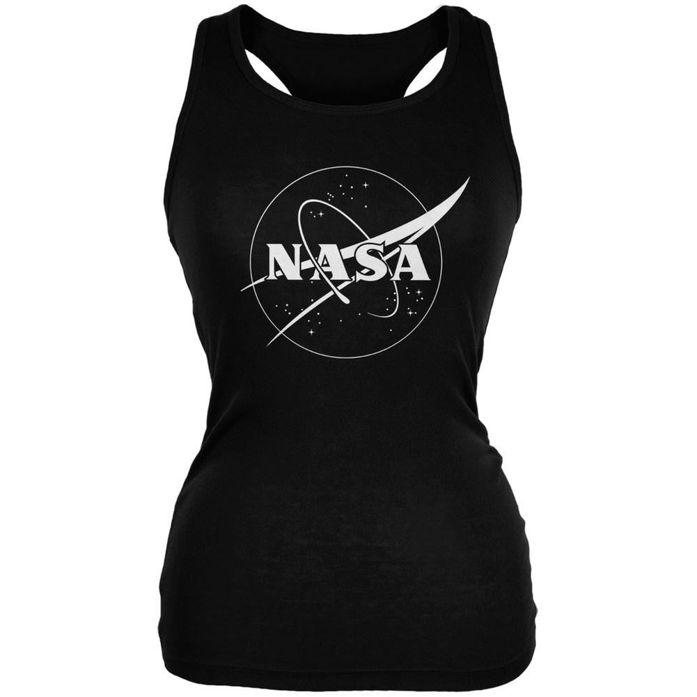 NASA Outline Logo Black Juniors Soft Tank Top Juniors Tank Tops NASA 2XL Black