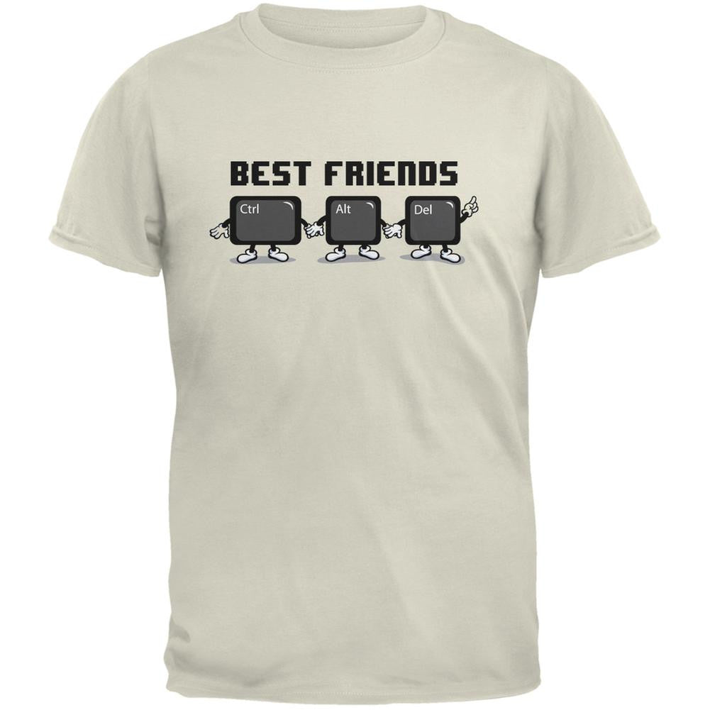 Ctrl Alt Delete Best Friends Natural Adult T-Shirt Men's T-Shirts Old Glory 2XL Off-White