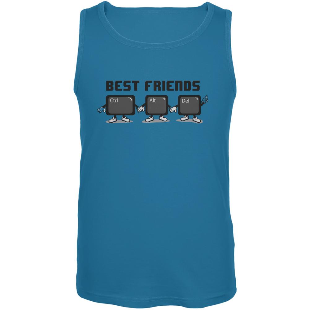 Ctrl Alt Delete Best Friends Turquoise Adult Tank Top Men's Tank Tops Old Glory 2X Blue