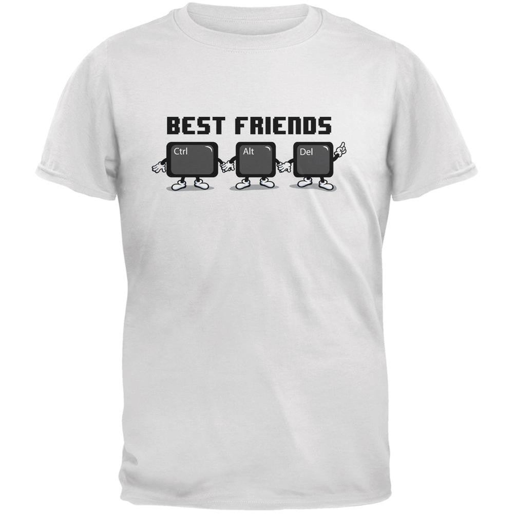 Ctrl Alt Delete Best Friends White Adult T-Shirt Men's T-Shirts Old Glory 2XL White