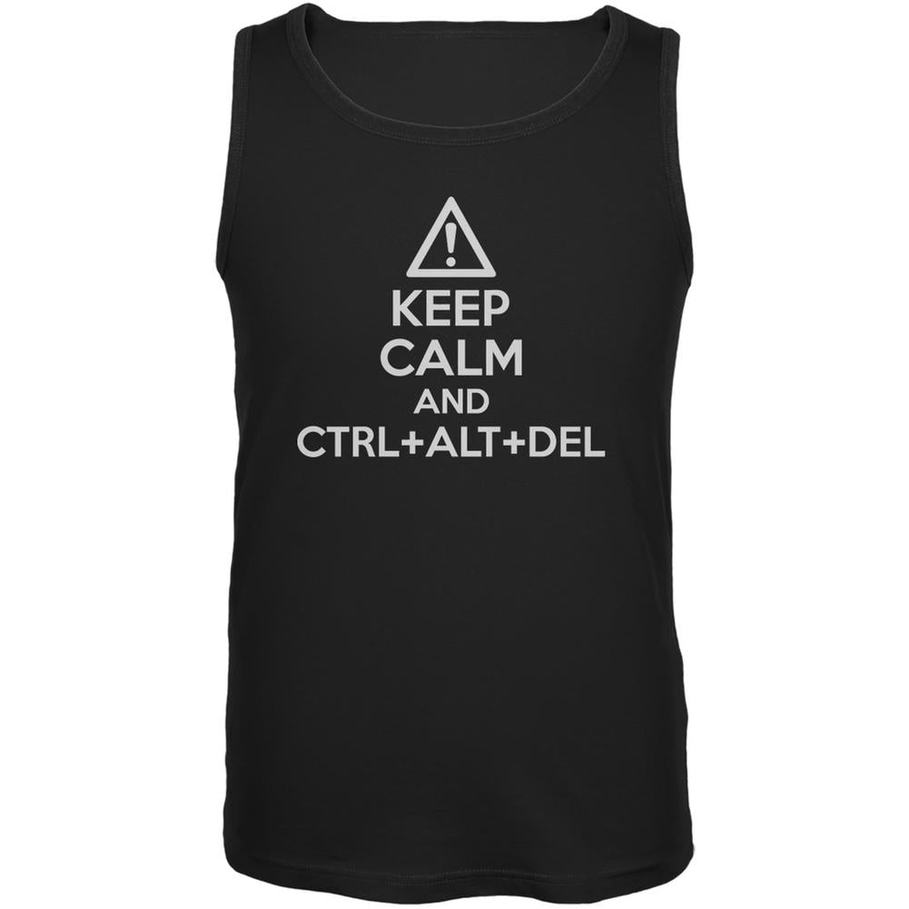 Keep Calm and Ctrl Alt Del Black Adult Tank Top Men's Tank Tops Old Glory 2XL Black