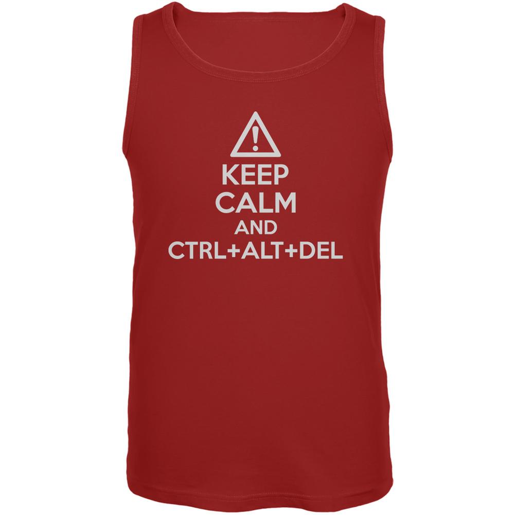 Keep Calm and Ctrl Alt Del Red Adult Tank Top Men's Tank Tops Old Glory 2XL Red