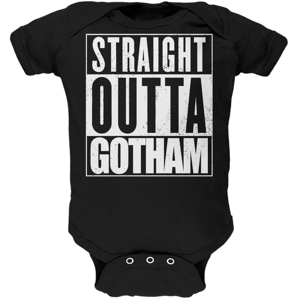 Straight Outta Gotham Black Soft Baby One Piece Baby One Piece Old Glory 0-3M Black