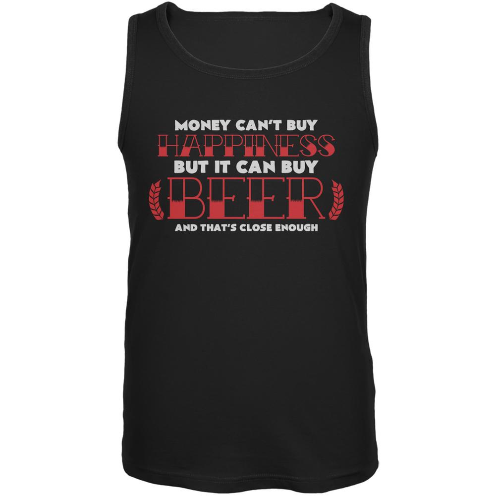 Money Can't Buy Happiness But It Buys Beer Black Adult Tank Top Men's Tank Tops Old Glory SM Black