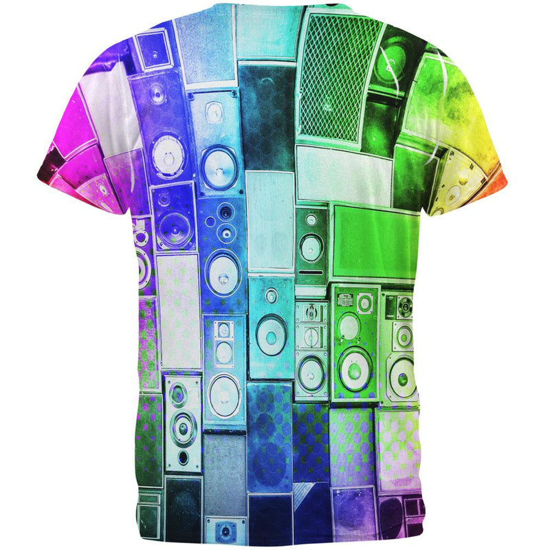 Retro Speakers Rainbow All Over Adult T-Shirt Men's T-Shirts Old Glory