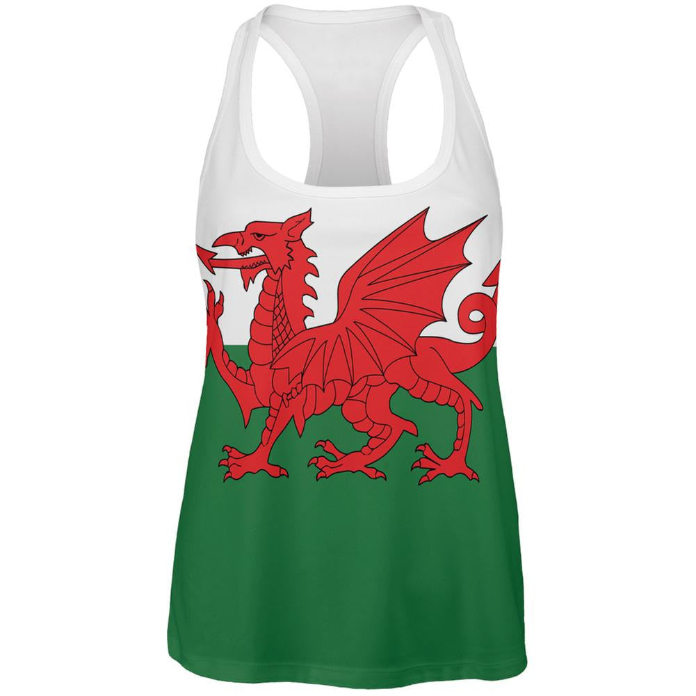 Welsh Flag All Over Womens Racerback Tank Top Women's Tank Tops Old Glory 2XL Multi