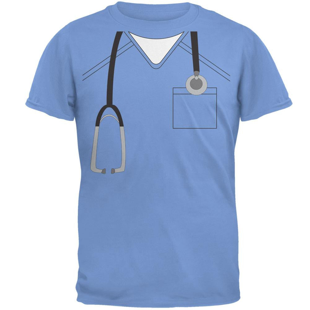 Halloween Doctor Scrubs Costume Carolina Blue Adult T-Shirt Men's T-Shirts Old Glory 2XL Blue