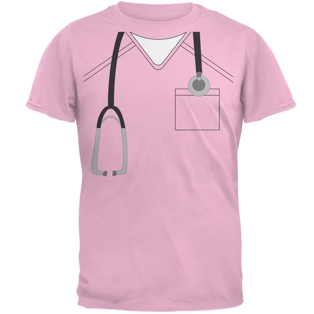 Halloween Doctor Scrubs Costume Light Pink Adult T-Shirt Men's T-Shirts Old Glory 2XL Pink