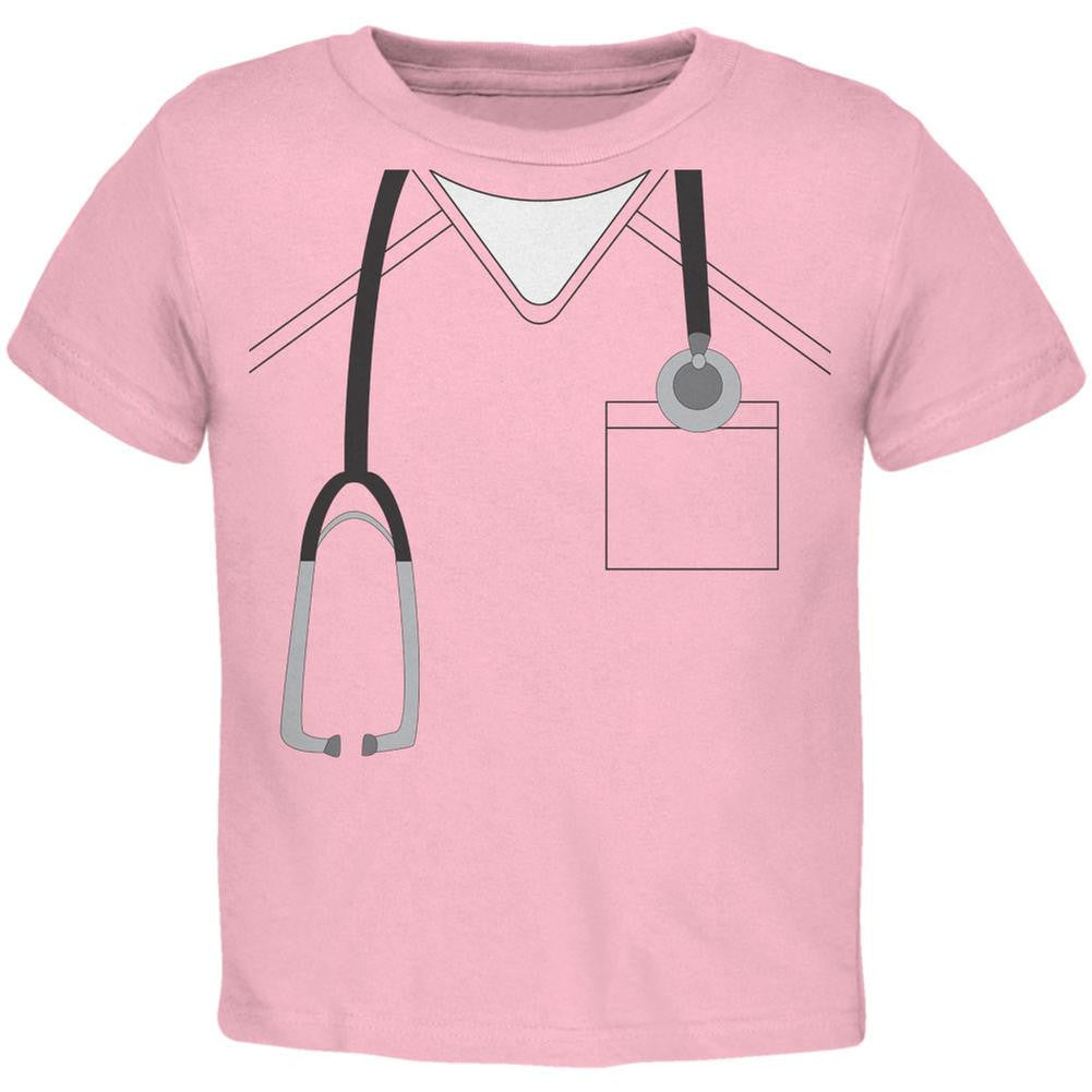 Halloween Doctor Scrubs Costume Light Pink Toddler T-Shirt Toddler T-Shirts Old Glory 2T Pink