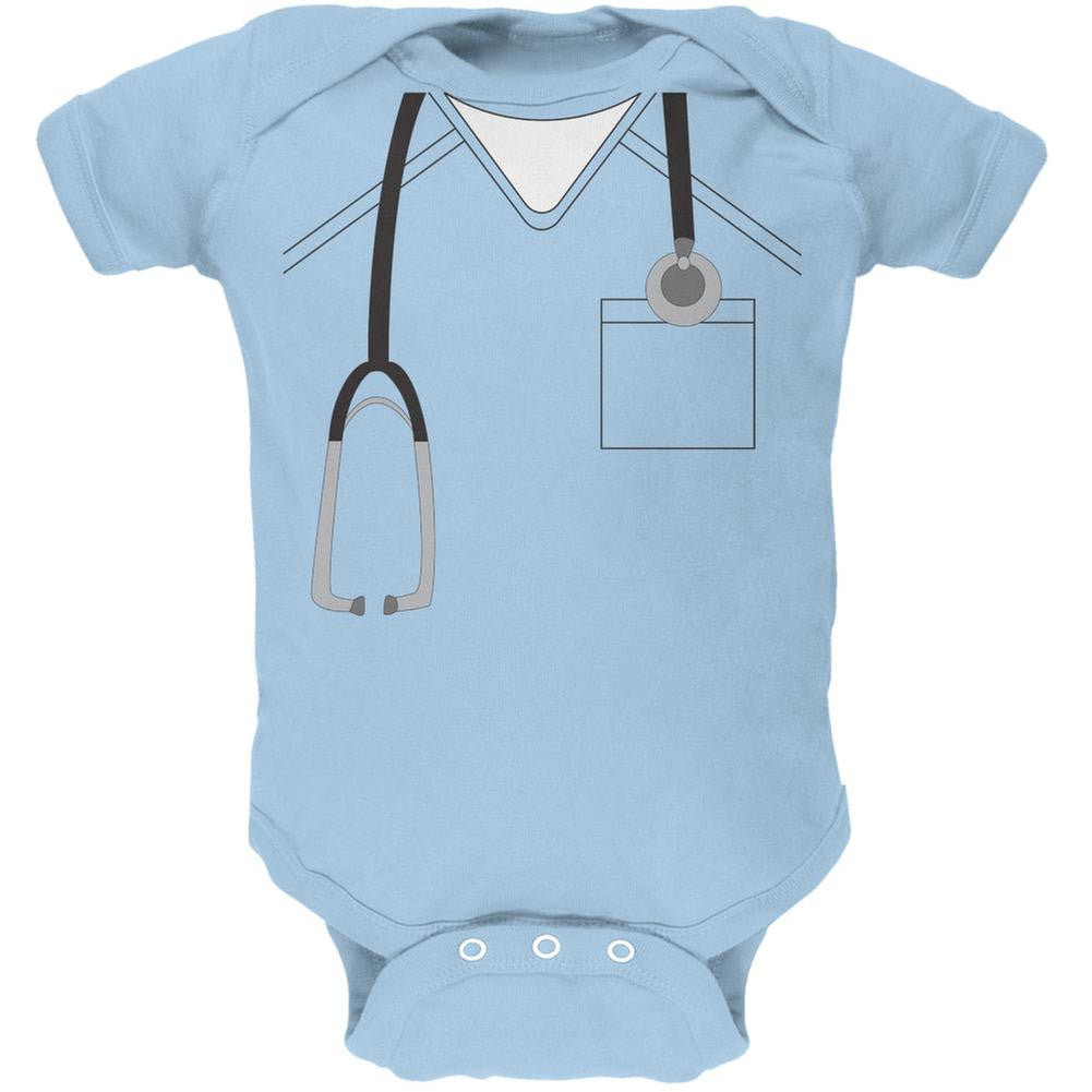 Halloween Doctor Scrubs Costume Light Blue Soft Baby One Piece Baby One Piece Old Glory 0-3M Blue