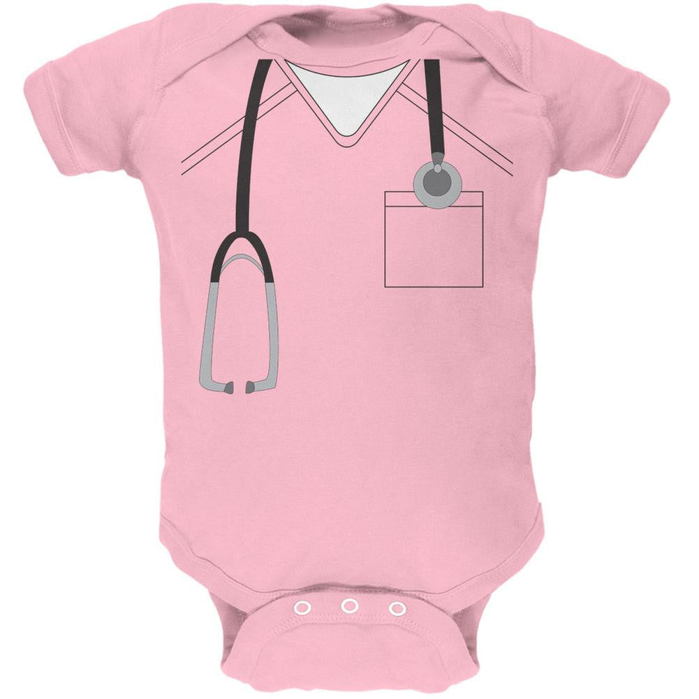 Halloween Doctor Scrubs Costume Light Pink Soft Baby One Piece Baby One Piece Old Glory 0-3M Pink
