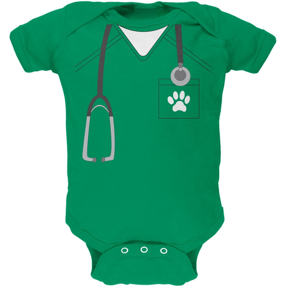 Halloween Vet Veterinarian Scrubs Costume Kelly Green Soft Baby One Piece Baby One Piece Old Glory 0-3M Green