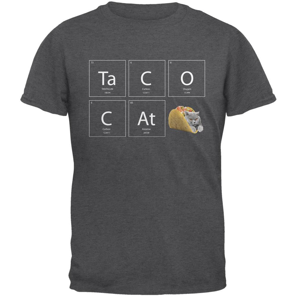 Taco Cat Periodic Table Dark Heather Adult T-Shirt Men's T-Shirts Old Glory 2XL Grey