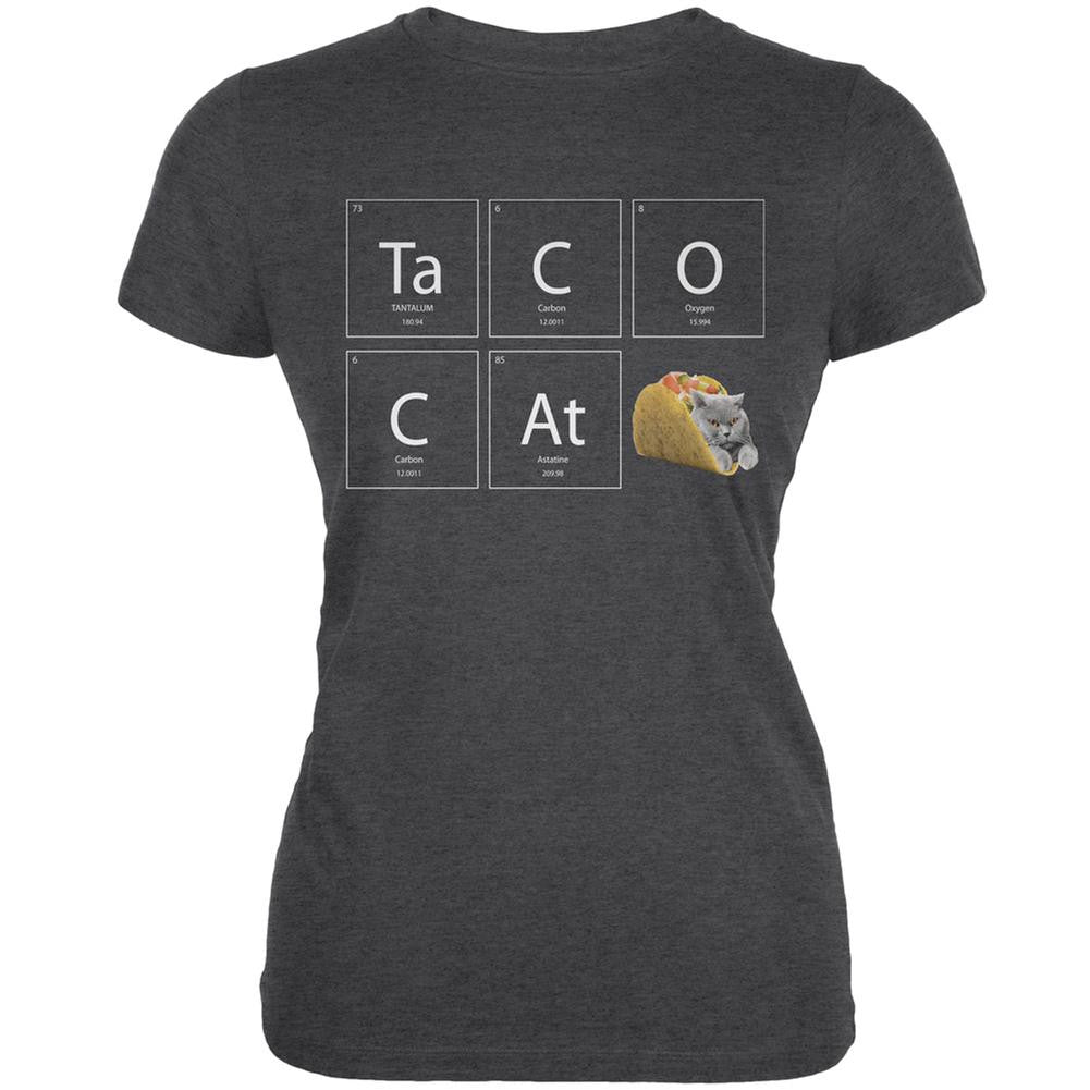 Taco Cat Periodic Table Dark Heather Juniors Soft T-Shirt Juniors T-Shirts Old Glory 2XL Grey