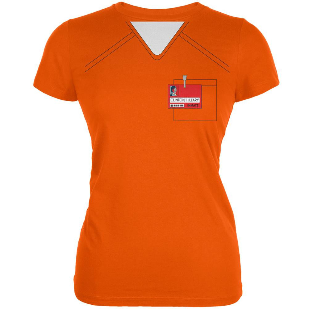 Halloween Election Hillary Clinton Prison Costume Orange Juniors Soft T-Shirt Juniors T-Shirts Old Glory 2XL Orange