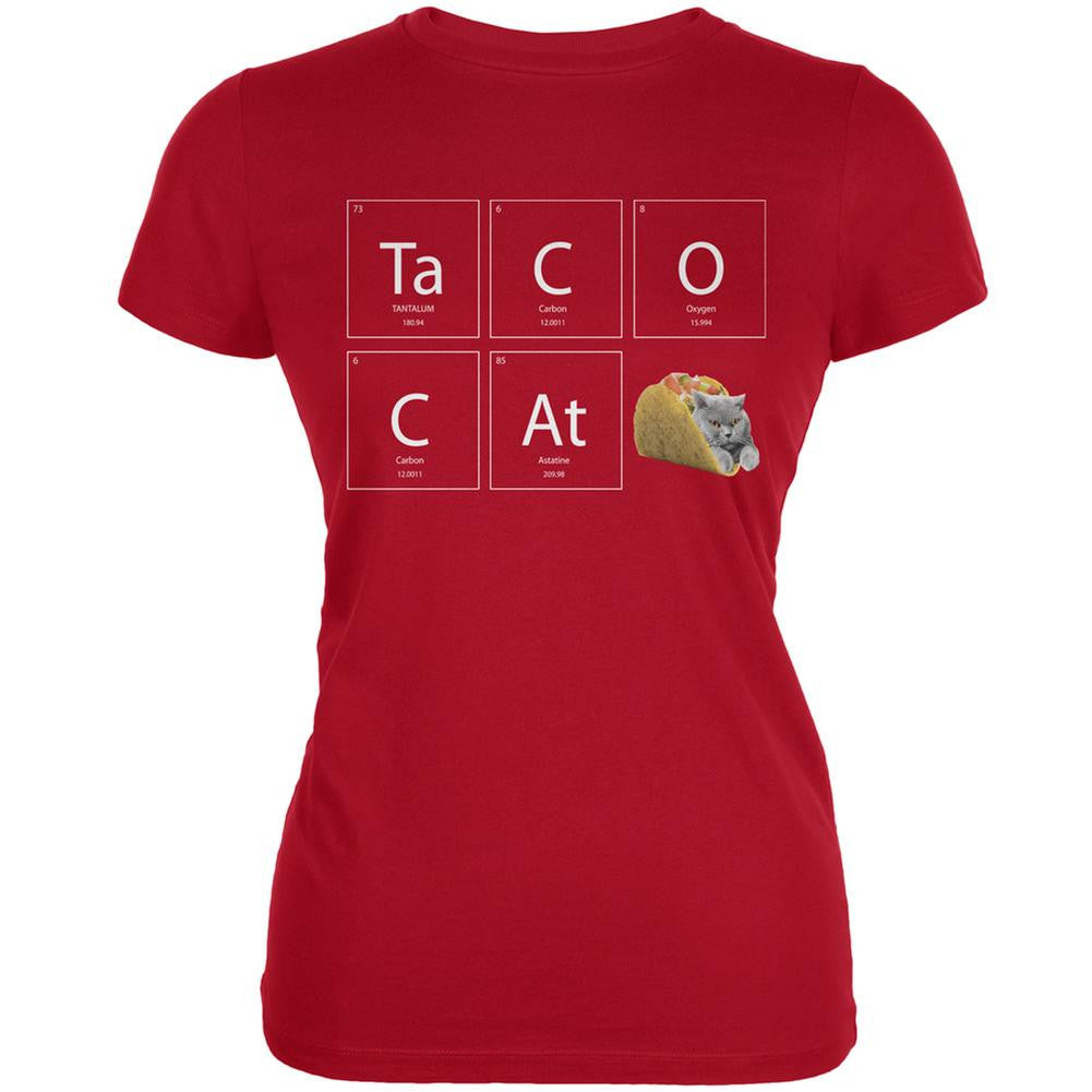 Taco Cat Periodic Table Red Juniors Soft T-Shirt Juniors T-Shirts Old Glory 2XL Red