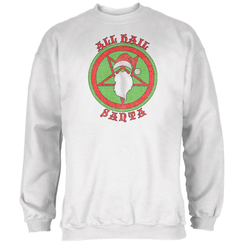 Christmas All Hail Santa Funny White Adult Sweatshirt Men's Sweatshirts Old Glory 2XL White