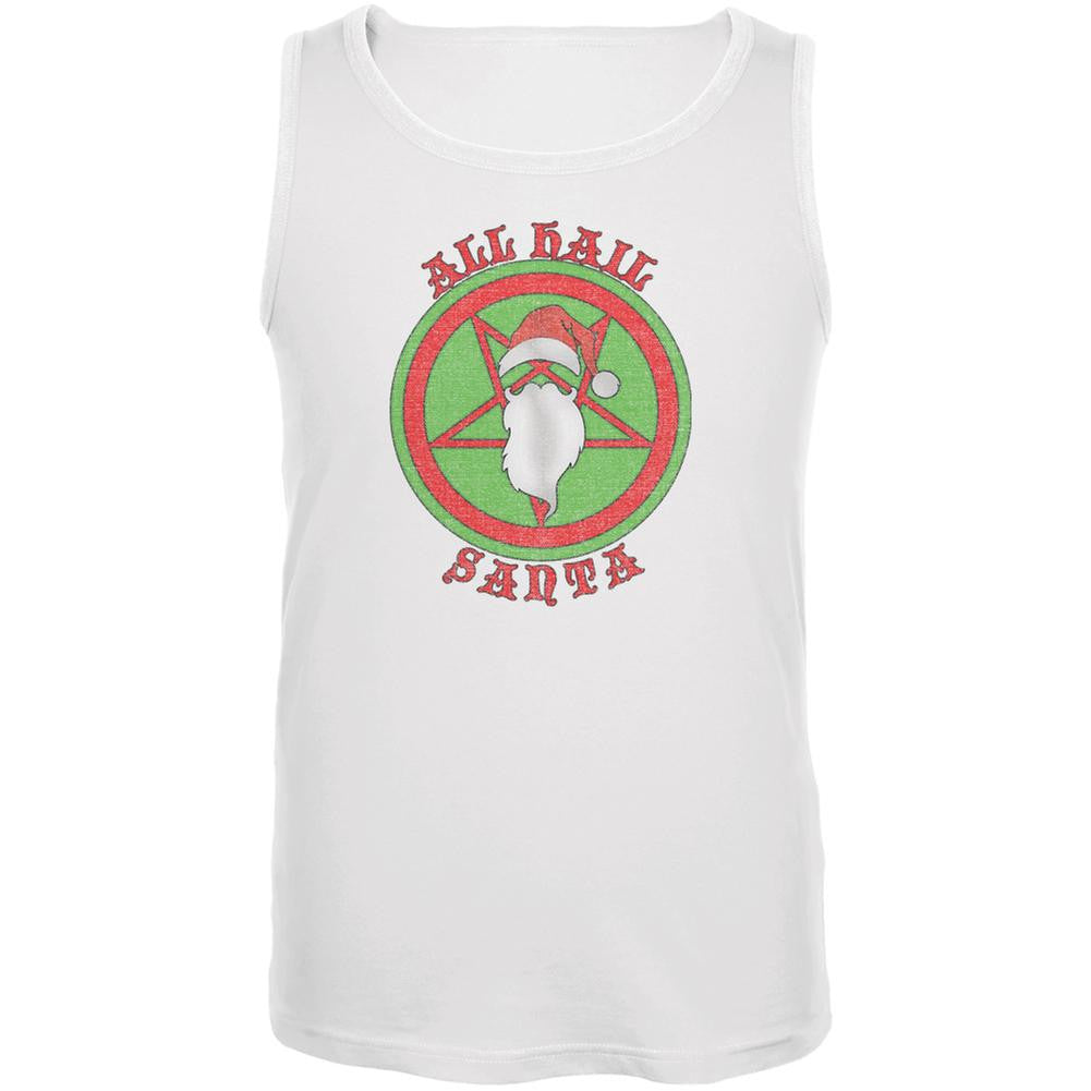 Christmas All Hail Santa Funny White Adult Tank Top Men's Tank Tops Old Glory 2XL White
