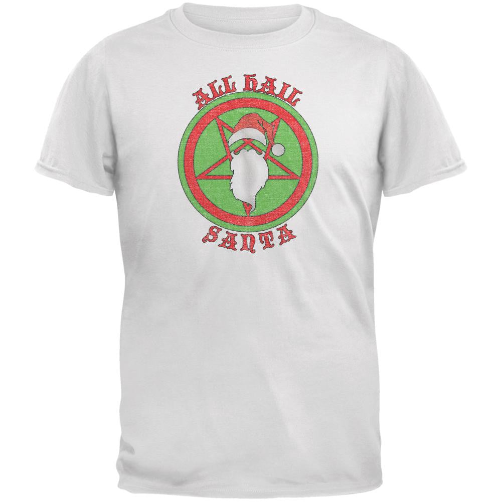 Christmas All Hail Santa Funny White Youth T-Shirt Youth T-Shirts Old Glory LG White