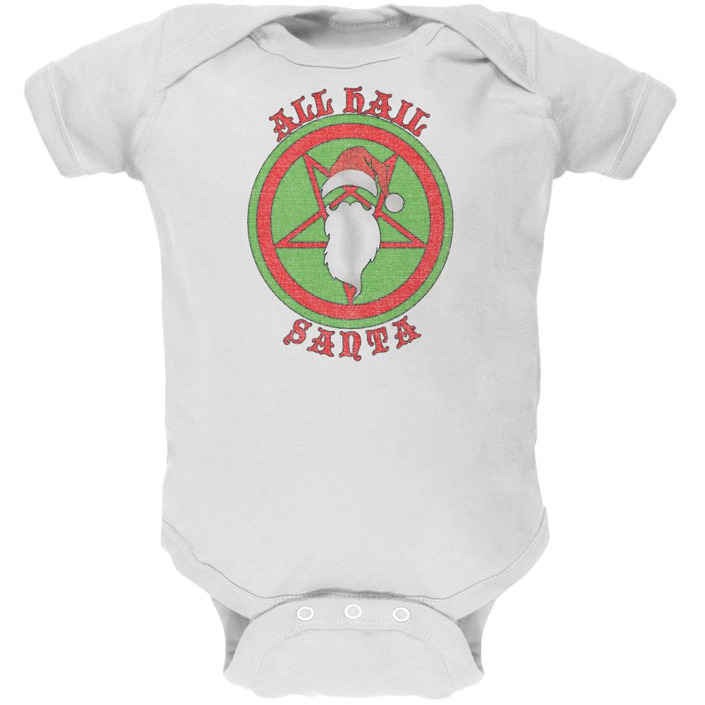 Christmas All Hail Santa Funny White Soft Baby One Piece Baby One Piece Old Glory 0-3M Yellow