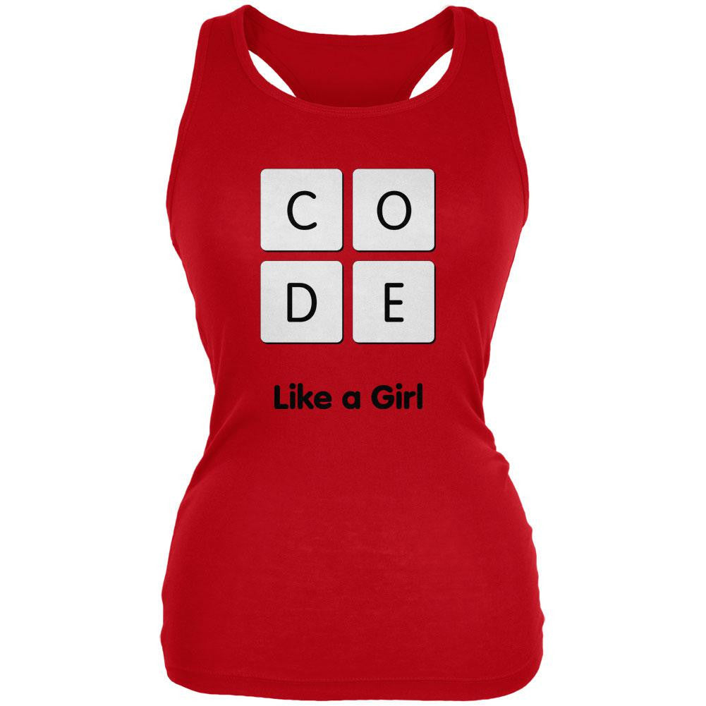 Code Like a Girl Red Juniors Soft Tank Top Juniors Tank Tops Old Glory 2XL Red